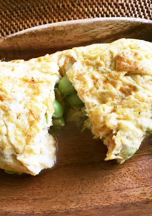 ダシダでふわふわ明石焼き風枝豆オムレツ-レシピのメイン写真