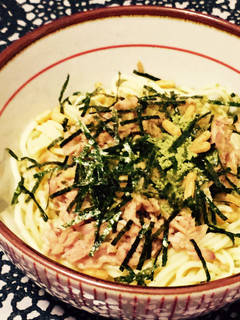 糖質0麺でツナマヨお茶漬けスパゲッティ-レシピのメイン写真