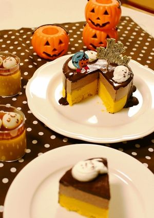 かぼちゃチーズ＆チョコムースの２層ケーキ-レシピのメイン写真