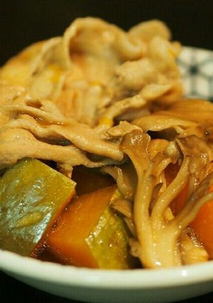 ご飯がススム！かぼちゃと豚バラの煮物-レシピのメイン写真
