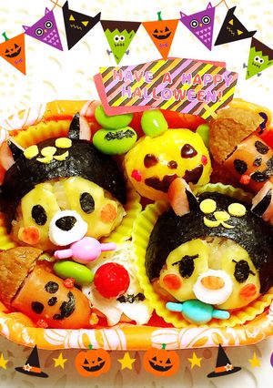 ツムツムチップとデールハロウィンキャラ弁-レシピのメイン写真
