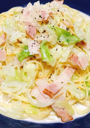 簡単★キャベツとベーコンのクリームパスタ-レシピのメイン写真