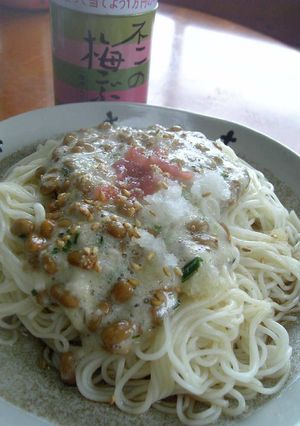 【梅こぶ茶】でそうめん♪納豆＆とろろ♪-レシピのメイン写真