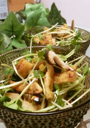 貝割れと焼油揚げ・椎茸のささっと和え-レシピのメイン写真
