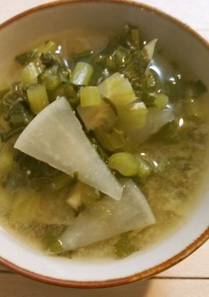塩漬け大根の葉と☆大根の☆お味噌汁-レシピのメイン写真