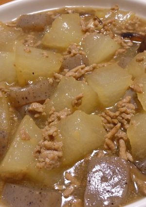 冬瓜とこんにゃくが入った、ひき肉とろみ煮-レシピのメイン写真