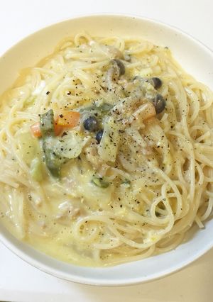シチューのリメイクでクリームパスタ-レシピのメイン写真