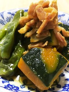 かぼちゃとししとうのベーコン炒め煮物-レシピのメイン写真