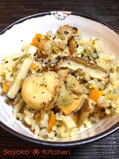 帆立の玄米炊き込み御飯-レシピのメイン写真
