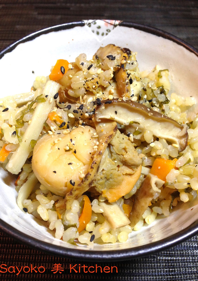 帆立の玄米炊き込み御飯-レシピのメイン写真