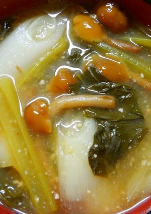 和食に＊なめこと小松菜と長ネギのお味噌汁-レシピのメイン写真