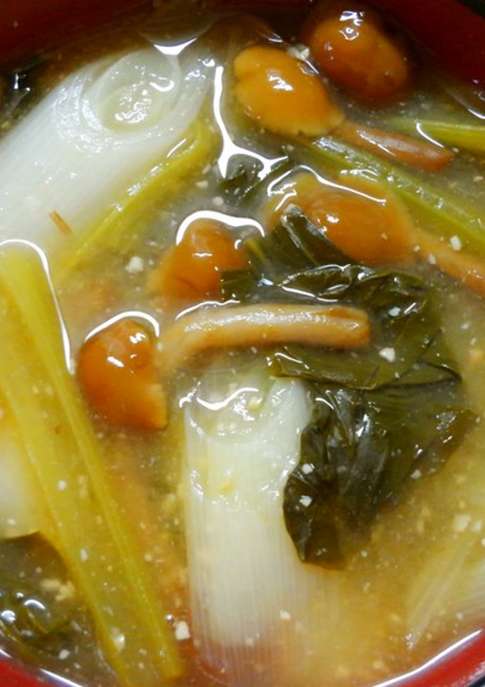 和食に＊なめこと小松菜と長ネギのお味噌汁-レシピのメイン写真