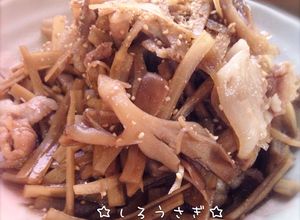 ごま香る♪牛蒡と豚肉・舞茸の簡単炒め煮♡-レシピのメイン写真