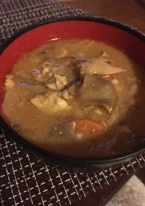 昨日の豚汁をキムチ鍋の素でアレンジ！-レシピのメイン写真