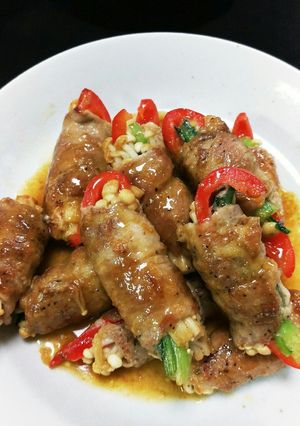 激旨！バタポンソースで豚肉野菜巻き♡-レシピのメイン写真