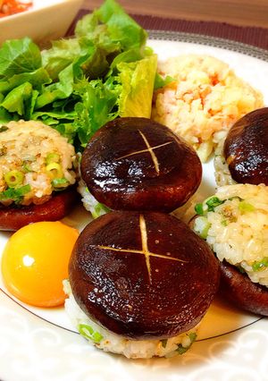 ●しいたけのつくね肉詰め風＊ごはん詰め●-レシピのメイン写真