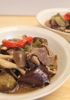豚肉+醤油麹で茄子ピーマンしめじの煮物-レシピのメイン写真