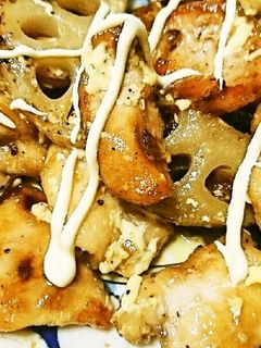 鶏むね肉とれんこんの照りマヨ炒め-レシピのメイン写真