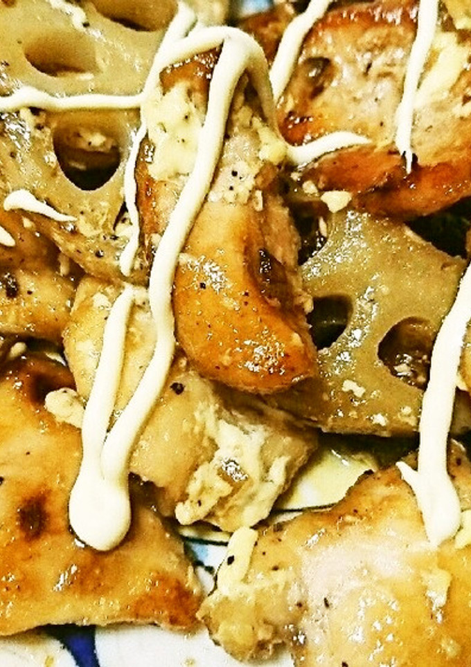 鶏むね肉とれんこんの照りマヨ炒め-レシピのメイン写真
