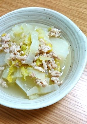 鶏ひき肉と白菜カブのあっさり煮-レシピのメイン写真