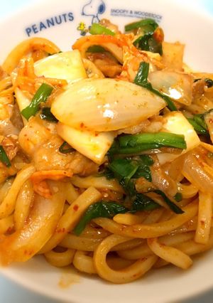 キムチが余ったら！豚キムチうどん！-レシピのメイン写真