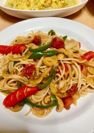 トマト缶使用☆あっさりナポリタン☆具沢山-レシピのメイン写真
