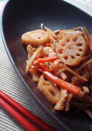 根菜と豚肉の黒酢きんぴら-レシピのメイン写真