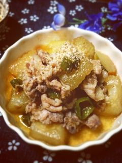 かつお節で☆冬瓜と豚肉のとろ~り煮物-レシピのメイン写真
