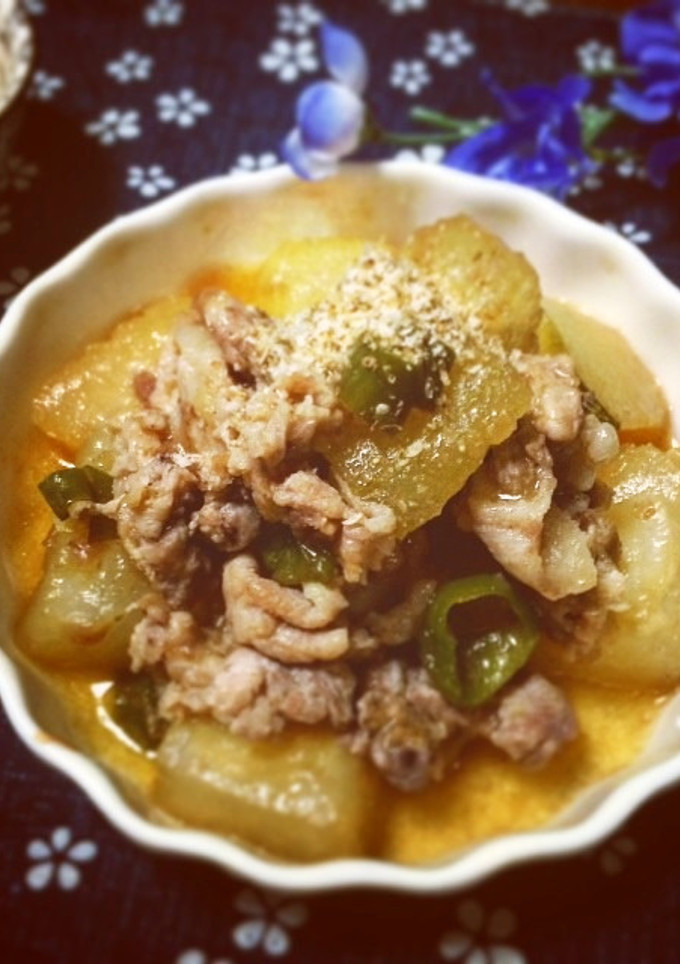 かつお節で☆冬瓜と豚肉のとろ～り煮物-レシピのメイン写真