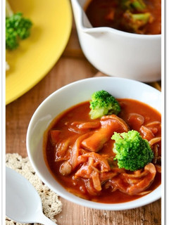 きのことベーコンの食べるトマトスープ-レシピのメイン写真