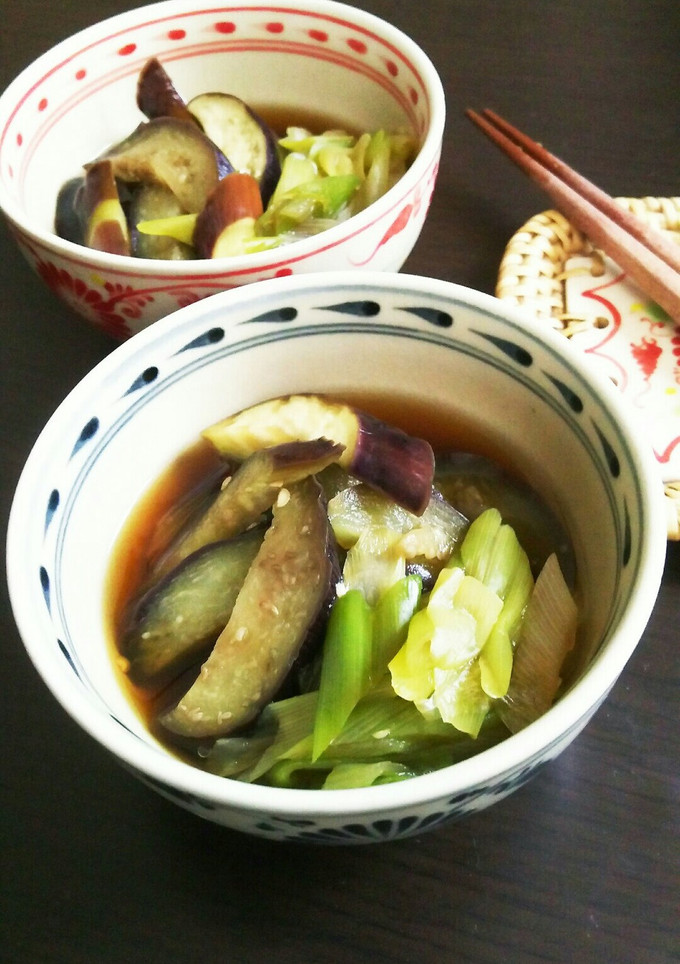 レンジで簡単♪あごだしで茄子と葱の煮浸し-レシピのメイン写真