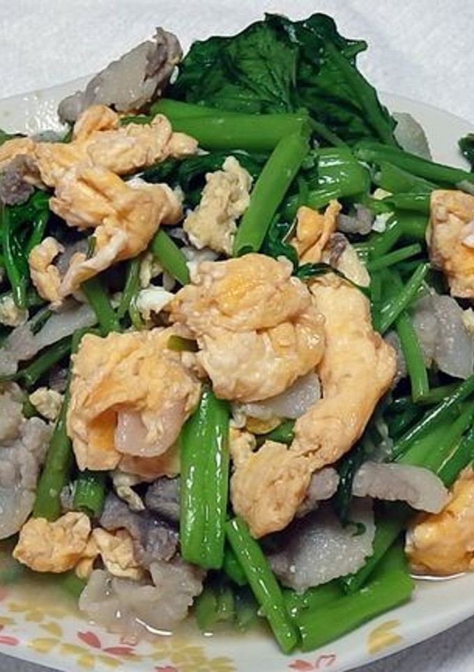 空芯菜の豚肉と卵炒め-レシピのメイン写真