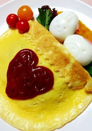 おやすみうさぎ＆くま★デコオムライス-レシピのメイン写真