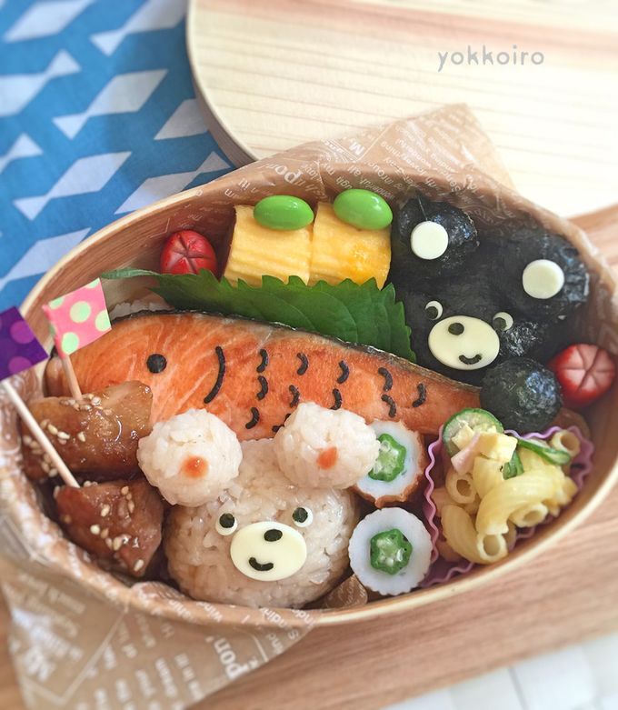 くまちゃん♡鮭弁当♫簡単♩遠足☆キャラ弁 by yokkoiro