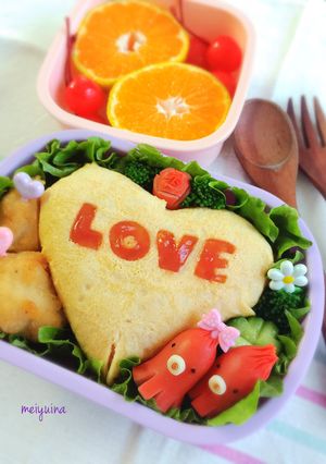 ハートのLOVEオムライス弁当♡♡-レシピのメイン写真