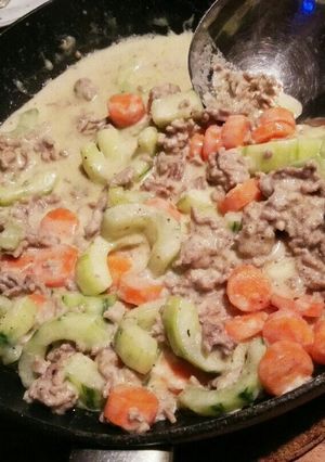 でっかいキュウリとひき肉のクリーム煮-レシピのメイン写真