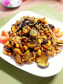 大豆でかさ増し✩茄子とひき肉のカレー炒め-レシピのメイン写真