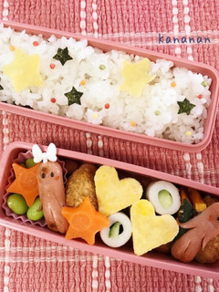 幼稚園年長 ハート星のかわいい2段弁当-レシピのメイン写真