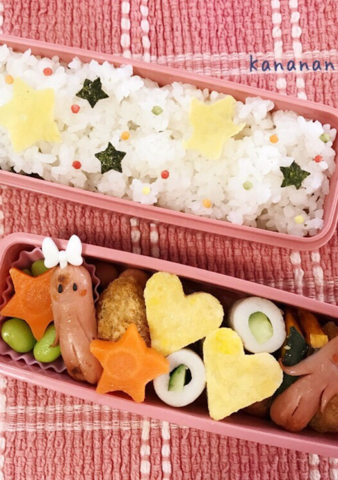 幼稚園年長 ハート星のかわいい2段弁当-レシピのメイン写真
