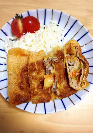 油揚げで豚バラキムチーズのカリカリ焼き-レシピのメイン写真