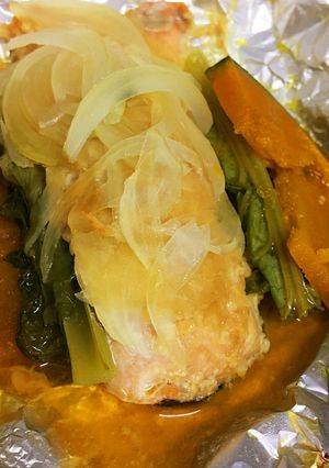 鮭のホイル焼き(手前味噌&酵素シロップ)-レシピのメイン写真