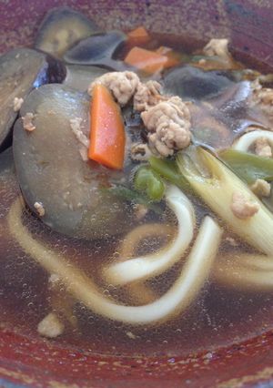 なす豚肉ねぎ!つけ汁うどん-レシピのメイン写真
