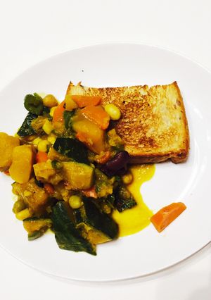 かぼちゃがメイン！野菜とお豆のカレー煮-レシピのメイン写真