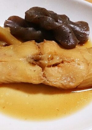 カラスガレイとネギ、こんにゃく入り煮物-レシピのメイン写真
