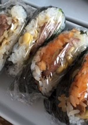 ナムル&ロースサンドおにぎらず(型押し)-レシピのメイン写真