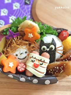 ハロウィン☆ミイラ♡黒猫☆遠足♫キャラ弁-レシピのメイン写真