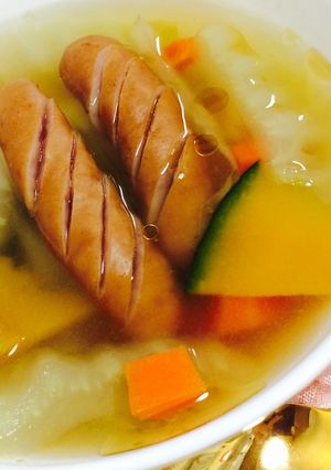 冬の野菜で白菜かぼちゃ和風スープ!レンジ-レシピのメイン写真
