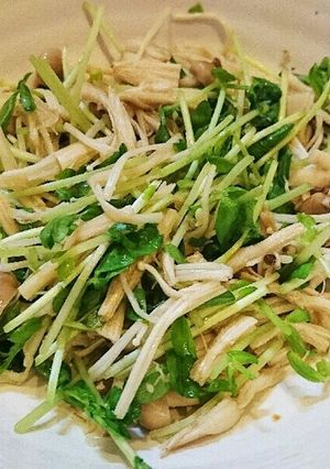 豆苗ときのこの中華和え(レンジで)-レシピのメイン写真