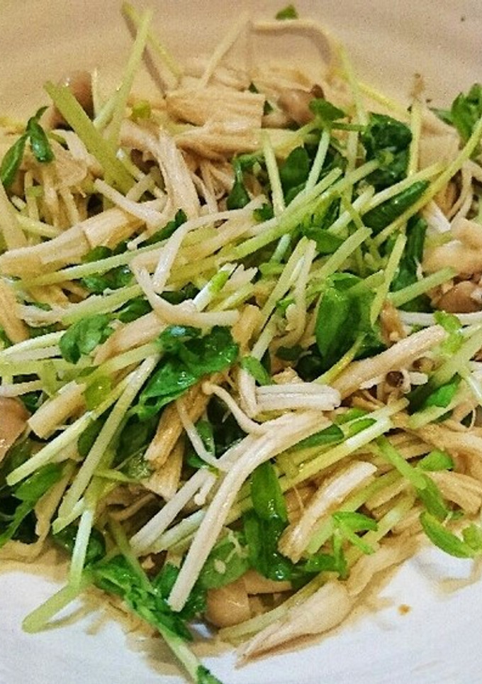 豆苗ときのこの中華和え(レンジで)-レシピのメイン写真