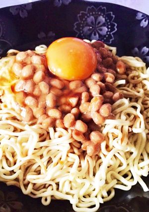ｲﾝｽﾀﾝﾄﾗｰﾒﾝﾍﾙｼｰ納豆油そば-レシピのメイン写真
